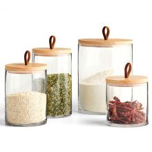 皮質提手木(mù)蓋食品儲物(wù)罐