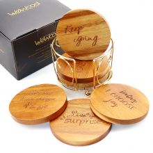 激光(guāng)實木(mù)杯墊套裝帶收納架