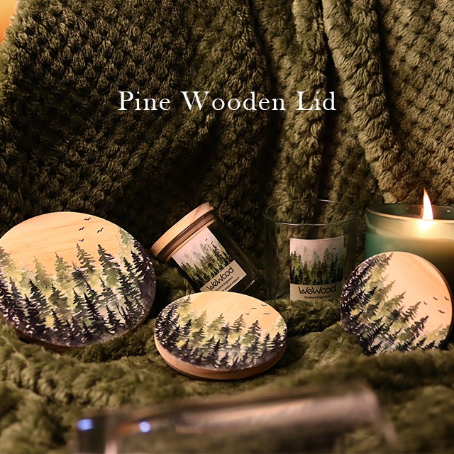 新款印刷木(mù)蓋玻璃燭台