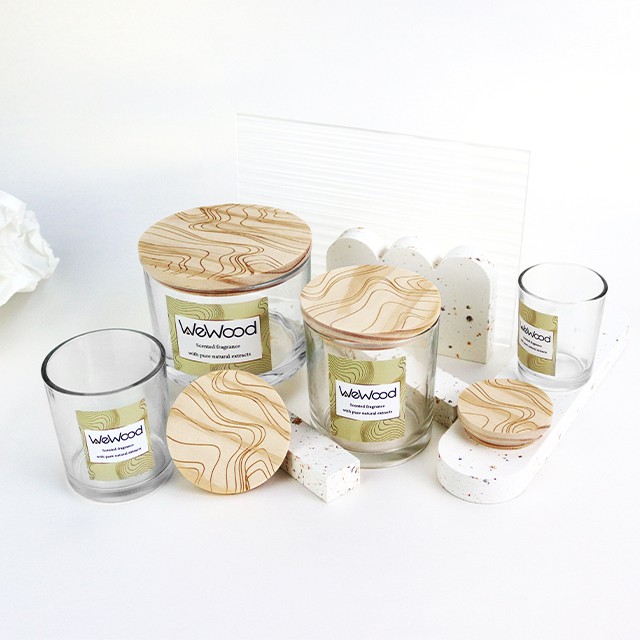 木(mù)蓋玻璃香薰蠟燭容器(qì)