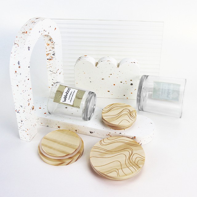 木(mù)蓋玻璃香薰蠟燭容器(qì)