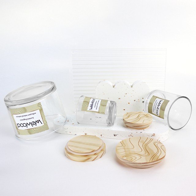 木(mù)蓋玻璃香薰蠟燭容器(qì)