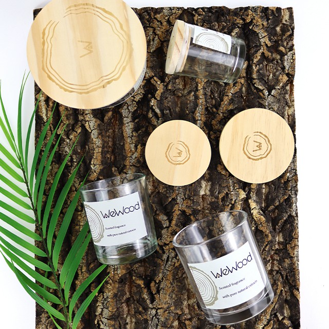 透明(míng)玻璃蠟燭杯帶木(mù)蓋