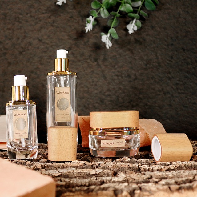 木(mù)蓋玻璃化(huà)妝品套裝包材