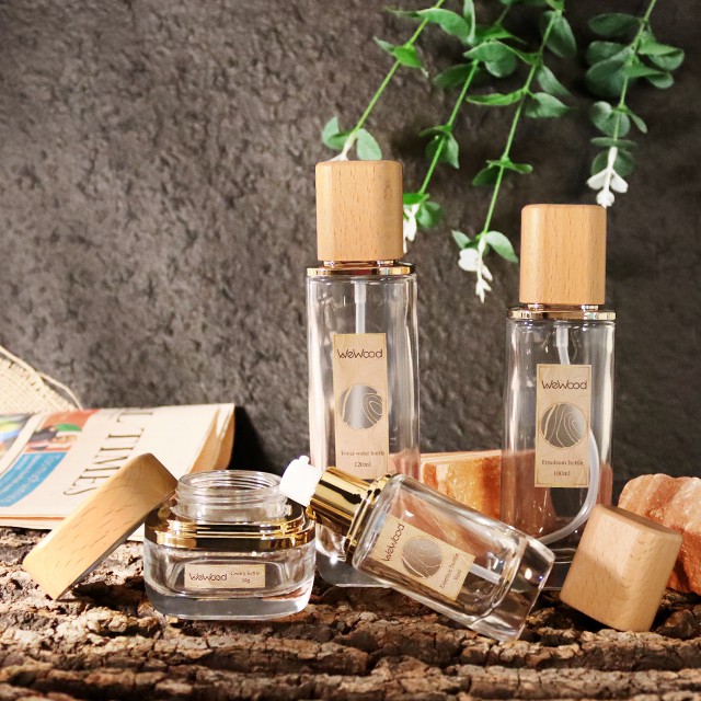 木(mù)蓋玻璃化(huà)妝品套裝包材