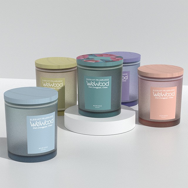 彩色磨砂蠟燭杯帶木(mù)蓋