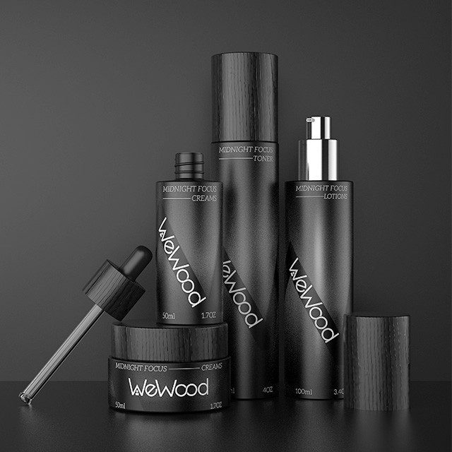 黑(hēi)色木(mù)蓋護膚品水(shuǐ)乳瓶面霜瓶