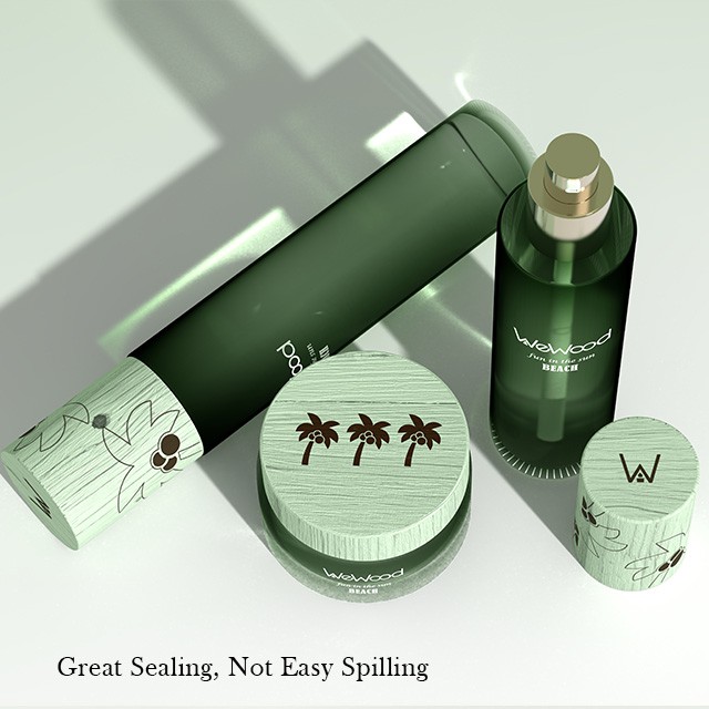 綠(lǜ)色木(mù)蓋化(huà)妝品瓶空(kōng)瓶