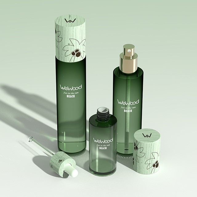 綠(lǜ)色木(mù)蓋化(huà)妝品瓶空(kōng)瓶