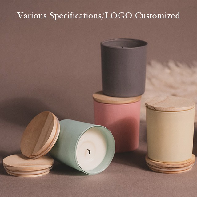 彩色香薰蠟燭玻璃杯帶松木(mù)蓋