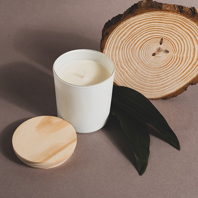 彩色香薰蠟燭玻璃杯帶松木(mù)蓋