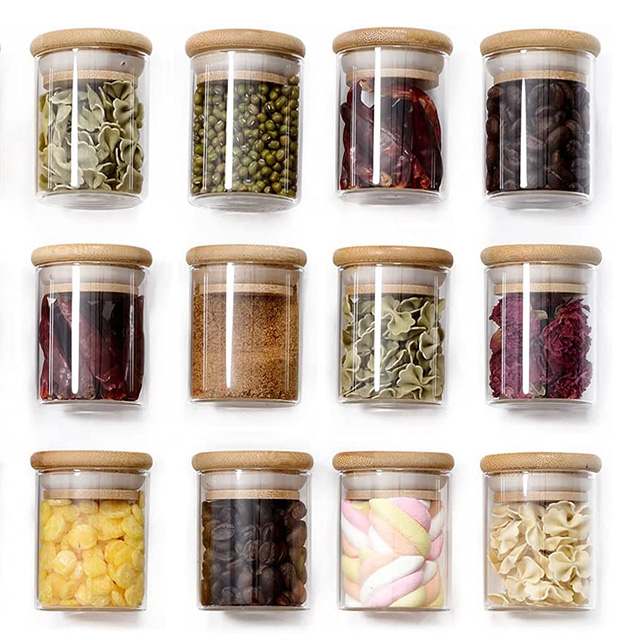 密封竹木(mù)蓋廚房(fáng)收納罐