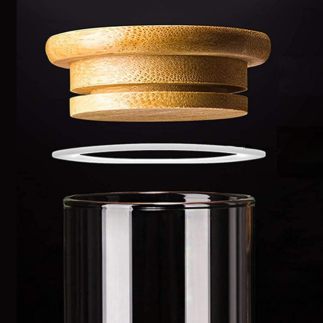 密封竹木(mù)蓋廚房(fáng)收納罐