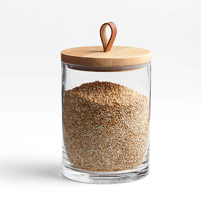 皮質提手木(mù)蓋食品儲物(wù)罐