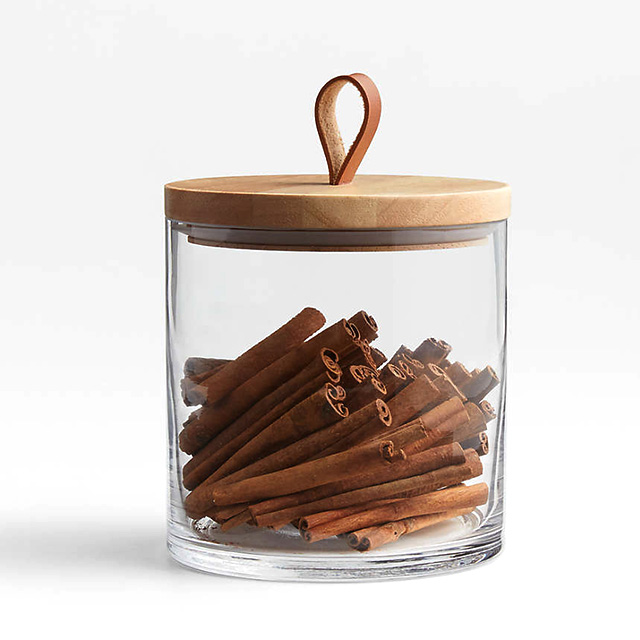 皮質提手木(mù)蓋食品儲物(wù)罐