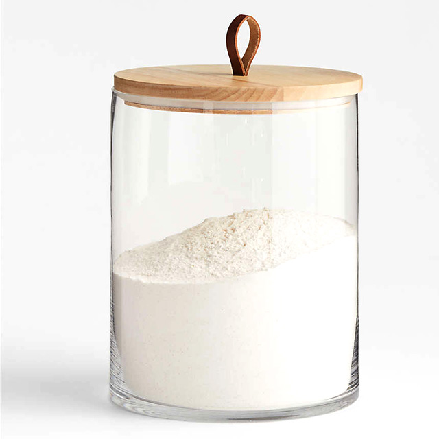 皮質提手木(mù)蓋食品儲物(wù)罐