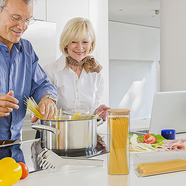 方形竹木(mù)蓋谷物(wù)收納罐