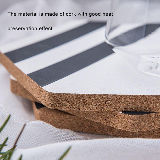 幾何六邊形印刷軟木(mù)杯墊