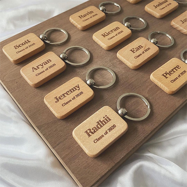 定制(zhì)Logo創意榉木(mù)鑰匙圈