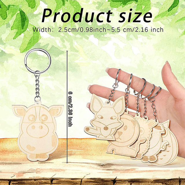 個(gè)性化(huà)雕刻天然木(mù)制(zhì)禮品鑰匙扣